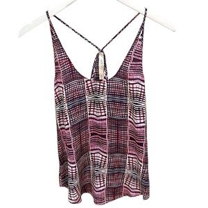 Rory Beca Navy Pink Plaid Strappy Silk Tank Top SZ XS